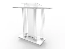 Returned Item Acrylic Wood MDF Podium W Casters Church Lectern School Pulpit
