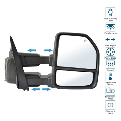 Tow Mirror LH RH S For 16-20 Ford F150 Power Heated Signal Tow - Foto 3