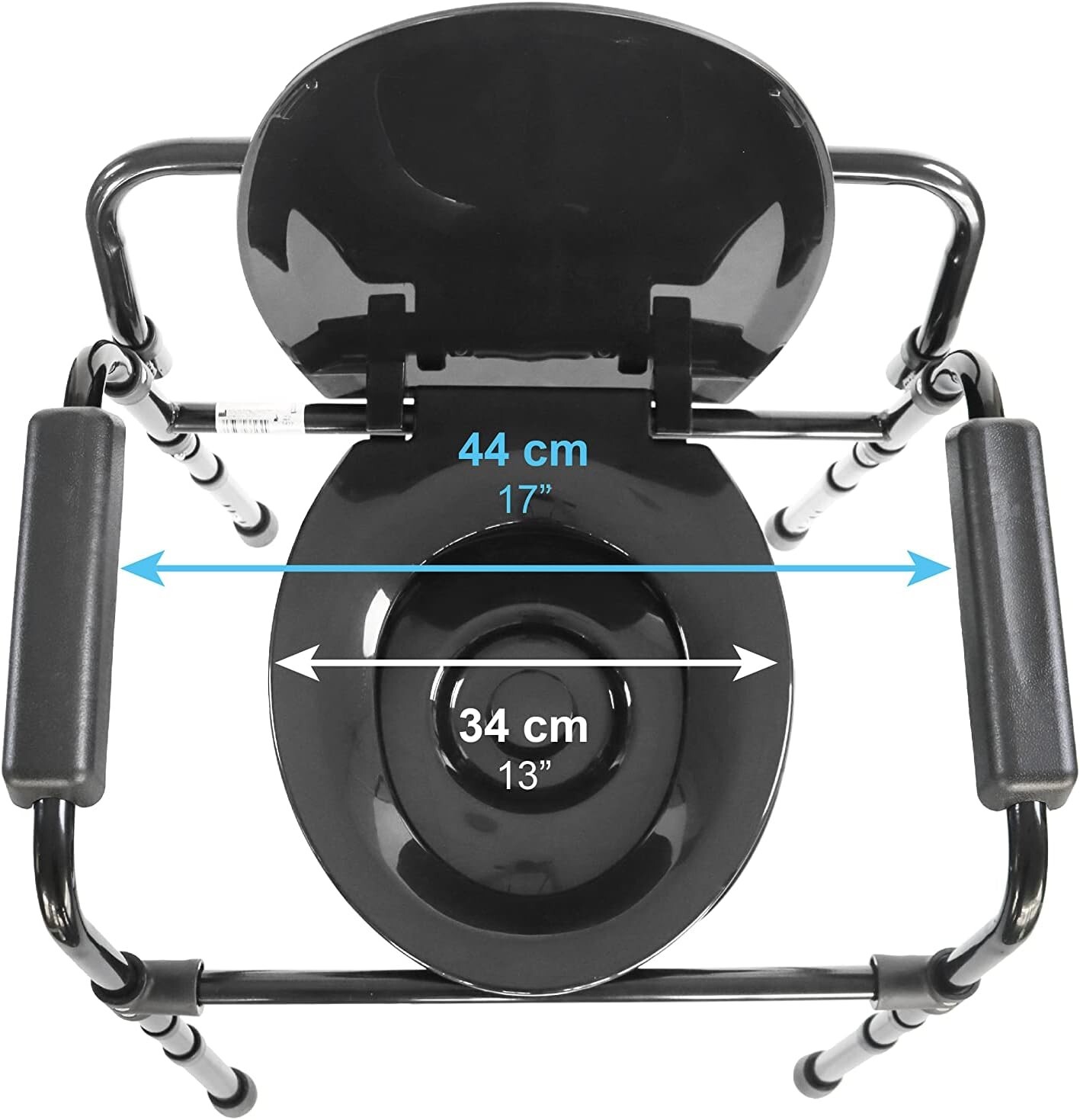 Commode Toilet Chair for Bedroom, Bedside Commodes with Bucket (Black