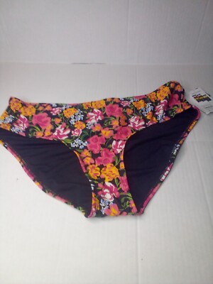 Time And Tru Swim Bikini Bottom 1X 16W 18W Mid-Rise Blooming Floral Colorful