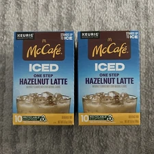MCCAFE Keurig ICED HAZELNUT LATTE Lot Of (2) 10ct K-Cups (20 Total) Best By 6/24