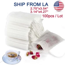 100 pcs Non-woven Disposable Empty Teabags Loose Herbs Tea Bags with Drawstring