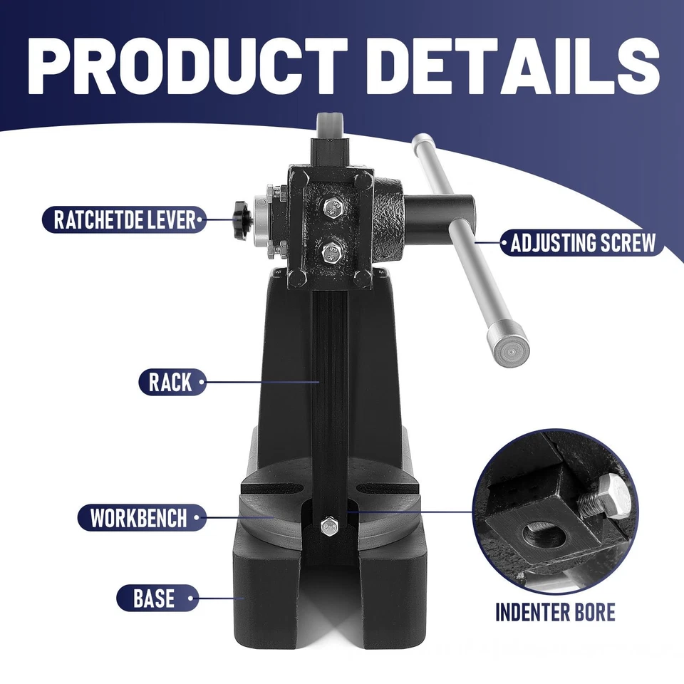 Prensa de arco de trinquete de 3 toneladas, prensa de escritorio manual industrial de hierro fundido 101 lb Foto 3 de 4