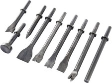 9pcs Pneumatic Air Hammer Punch Chipping Bits Tool Chisel 0.39in Shank Tool Set