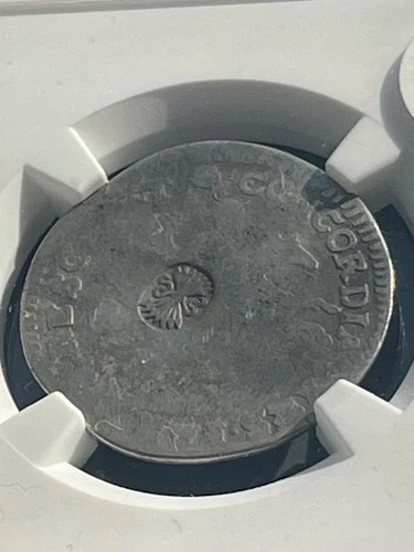 NETHERLANDS. Silver 6 Stuivers, 1693, Spanish Arrows countermark, NGC count. XF