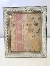 Vintage Ornate White And Gold Metal Picture Frame For 8x10 Photo Mid Century