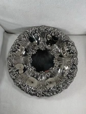 Vtg Ornate Silver Plated Serving Bowl / Dish 13” Wide