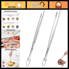 Stainless Steel Cooking Tweezers Set of 2 - 12in Food-Grade Tongs for Plating, G