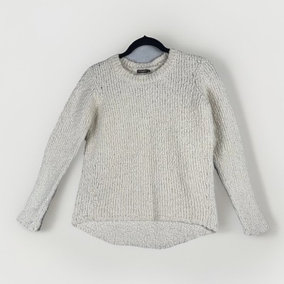 J McLaughlin Sweater Womens Small Cream Merino Wool Blend Cable Knit Fishermans
