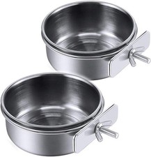 Parrot Feeding Cups Birds Food Dish Stainless Steel Parrot Feeders Water Cage