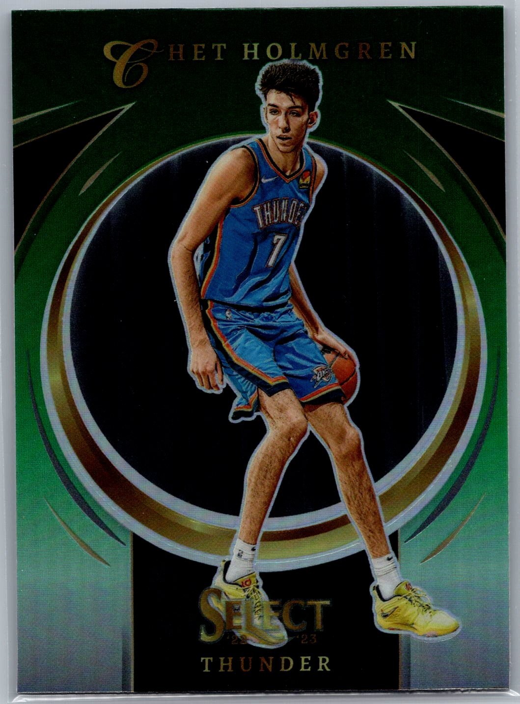 2022-23 Panini Select #9 Chet Holmgren Select Certified Green Prizm OKC Thunder