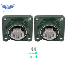2Pack UCF207-20 Pillow Block Flange Bearing 1-1/4" Bore 4 Bolt Solid Base