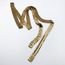 Vintage Shiny Gold Tone Metal Mesh Sequin Neck Scarf Neck Wrap - 40&rdquo; x .5&rdquo;