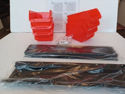 8-Bin Wall-Mounted Storage Bin Rack System Heavy-Duty Garage/Work Shop FREE SHIP