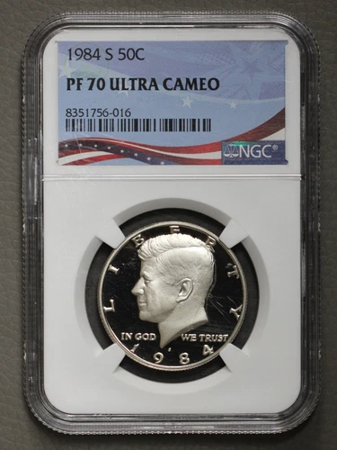 1984-S 50c Proof Kennedy Half NGC PF 70 1984 San Francisco Mint Patriotic Label