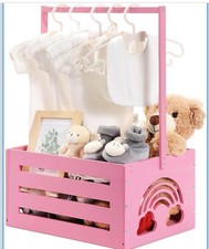 Yerliker Wooden Baby Shower Crate Closet Rainbow Baby Storage Crate Hamper with
