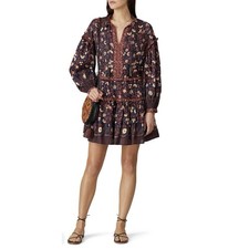 Ulla Johnson Floral Ruffle Tiered Mini Dress Size 2 Boho Prairie Garden Party