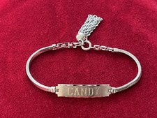 Vintage Sterling Silver Engraved CANDY ID Bracelet Elco 1950s