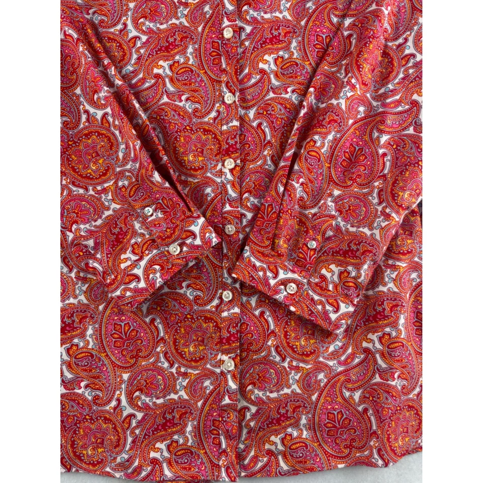 Camisa de manga larga Lands End para mujer 12 estampado de cachemira sin hierro Supima de algodón Foto 2 de 4