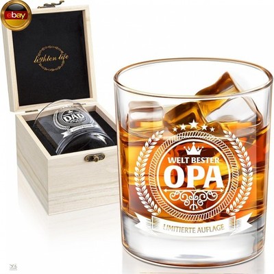 LIGHTEN LIFE Geschenke für Opa,Whiskyglas für Opa in H