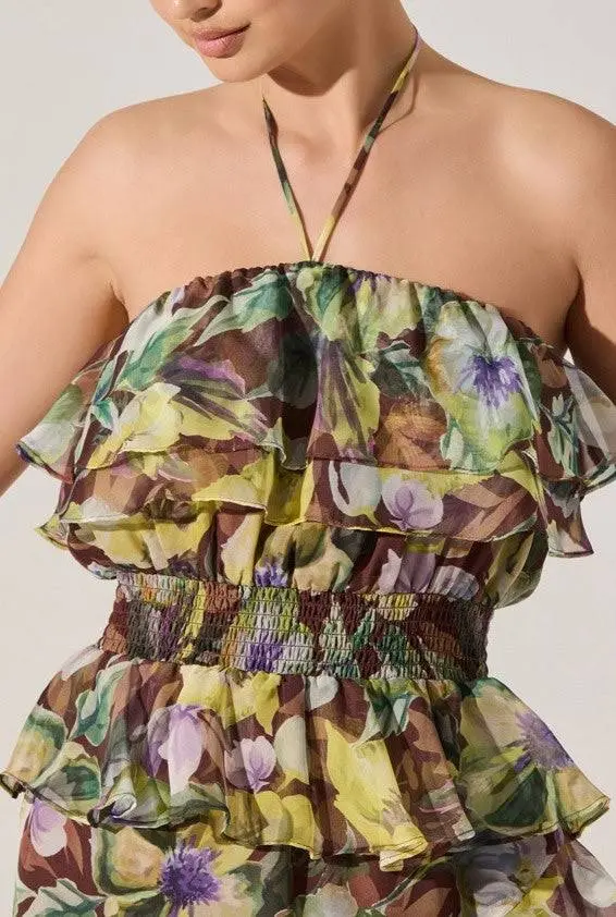 BRAND NEW W TAG! ELENA DRESS BY ASTR LABEL IN BROWN/YELLOW FLORAL. | eBay
