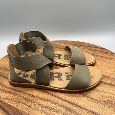 Sorel Ella Sandals Womens Size 7.5 Green Suede Boho Peasant Comfort Casual Shoes