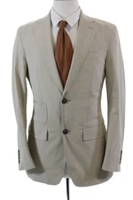 Sartoria Ambrosiana Mens Two Button Long Sleeves Blazer Jacket Beige Size 38