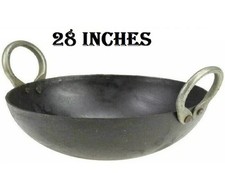 Iron Karahi Kadai Kadhai Iron Wok Balti Dish With Handles Heavy Duty-select size
