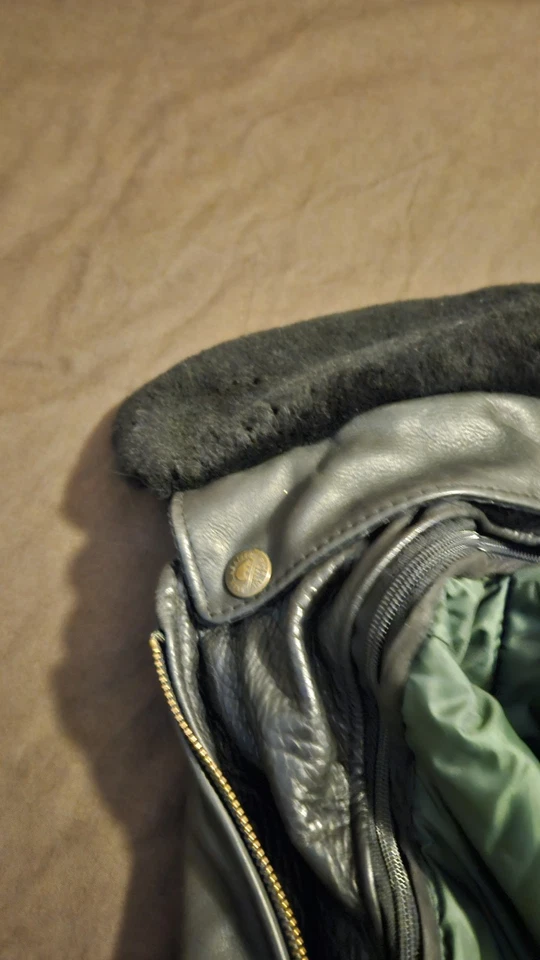 Blouson cuir homme vintage type aviateur bomber, noir, taille XL - Photo 4/4