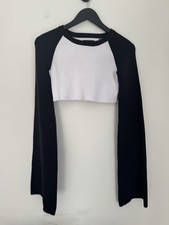 Crop top Puma by Rihanna Fenton nero/bianco a costine con maniche dettagliate - UK 10