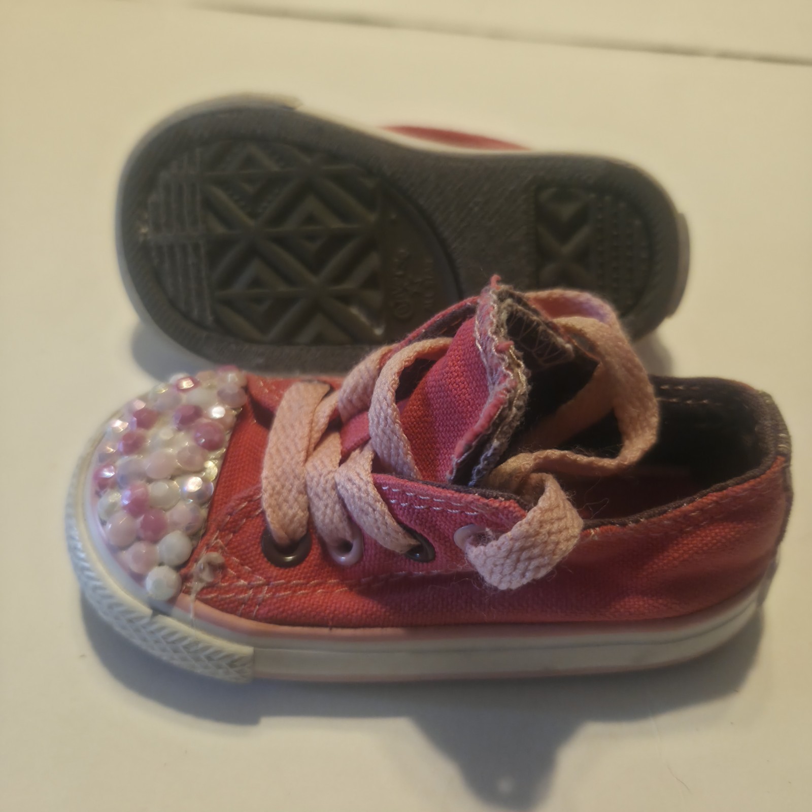 Converse Chuck Taylor All Star Girls Size 4  Infant Toddler Shoes Pink Jeweled thumbnail 17