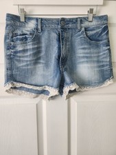 Mossimo Supply Co High Rise Light Wash Denim Cut Off Shorts Lace Juniors 13