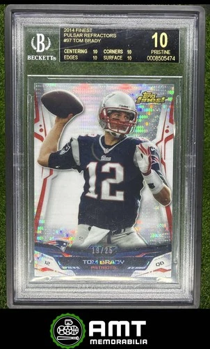 Tom Brady BGS Pristine 10 Black Label 2014 Topps Finest 19/25 Pulsar Refractor