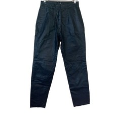 Vintage Laurice Womens Sz 10 Black Leather Pants High Waist 1980s