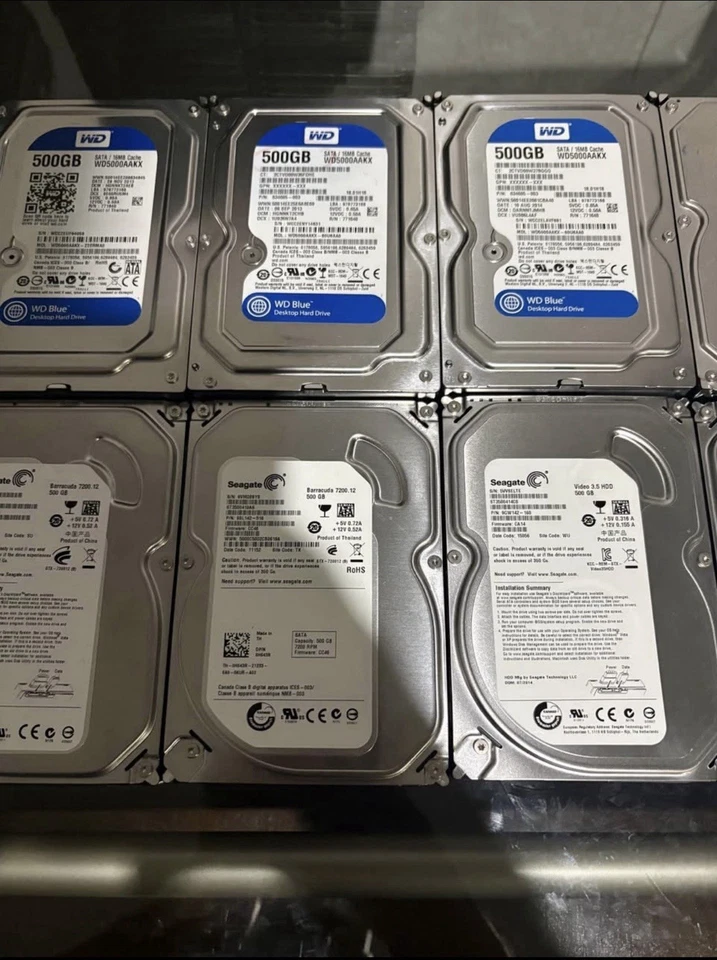 Bundle of 10 500GB 5900RPM/7200RPM Hard Drives - Tested - Working - Image 3 of 4