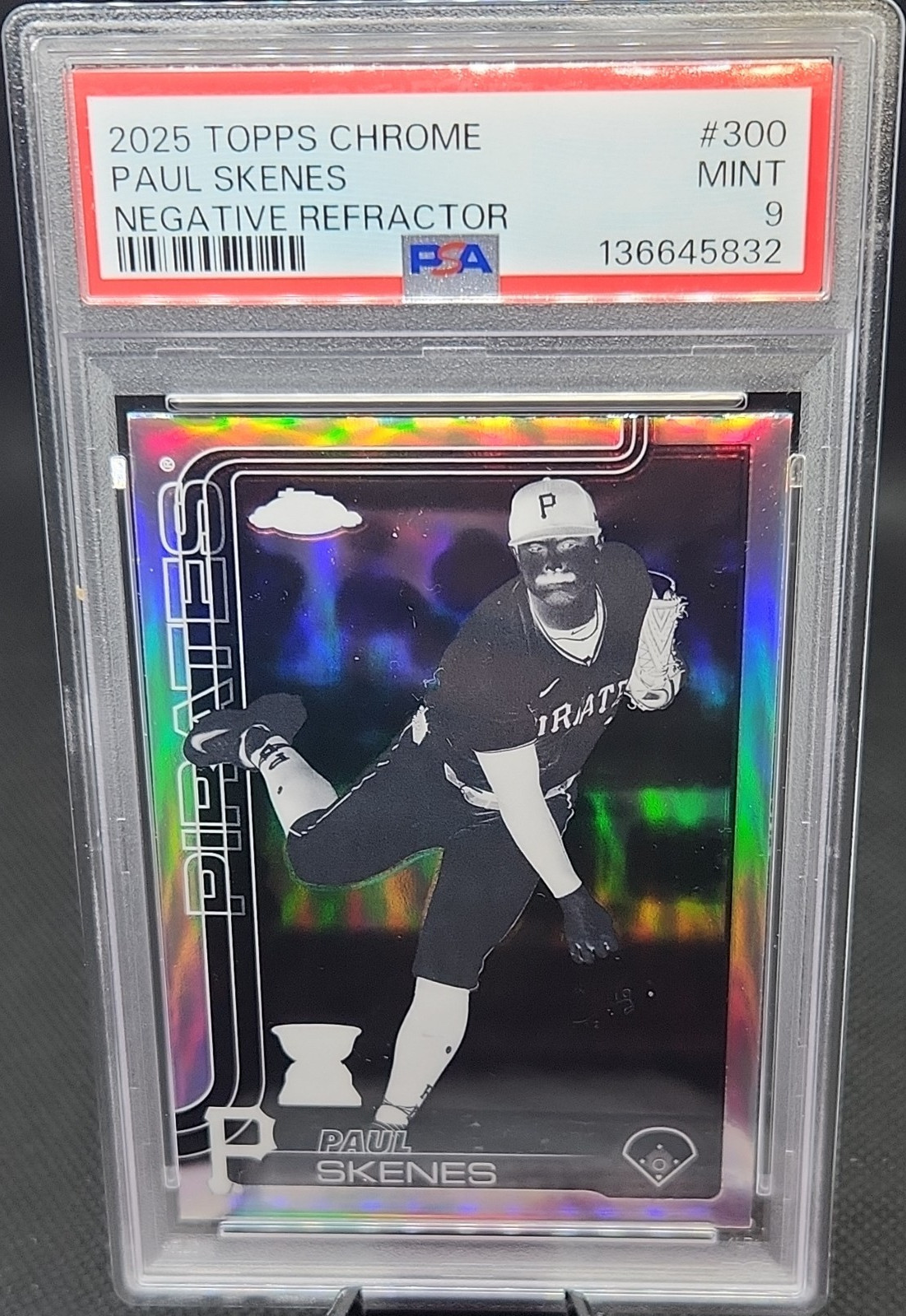 Topps Chrome 2025 Paul Skenes Negative Refractor #300 PSA 9 Pirates Baseball
