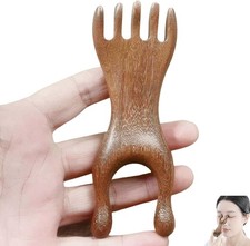 Natural Sandalwood Scalp Massage Comb, Wooden Nose Gua Sha Tool for Face and Bod