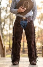 Men Hand Crafted Cowboy Style Suede Leather Pant Rodeo Style Chap Western Chap