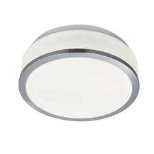 Image of 23cm Modern Satin Silver White Glass Shade Bathroom Flush Fitting Ceiling Light