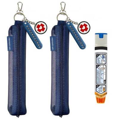 Okueejur 2 Packs Mini Red Mesh Epi Pens Carrying Case - Convenient Blue