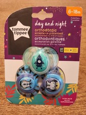 NEW Tommee Tippee 6-18 month pacifier, 3 Pack, Glow In the Dark Choose Design