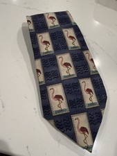 Tommy Bahama Men's Tie Vintage 100%silk Made In USA Flamingos EUC