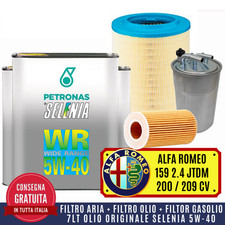 KIT TAGLIANDO ALFA 159 2.4 JTD JTDM 200 / 209 CV 2005>+ 7 L OLIO SELENIA WR 5W40