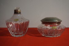 Vintage D.A.F. Toilette cristallo e argento portacipria set due articoli