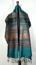 AWESOME NEON TEAL_SILK SHAWL_HAND WOVEN_HIGHEST QUALITY SILK WORKMANSHIP_262252