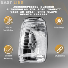 1 x Rechts Spiegelblinker FORD TRANSIT ab 2013 Blinkleuchte Außenspiegel Weiß