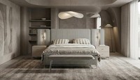 Bett 2X Nachttische Bank Schlafzimmer Stil Modern Grau Komfortabel Bequem