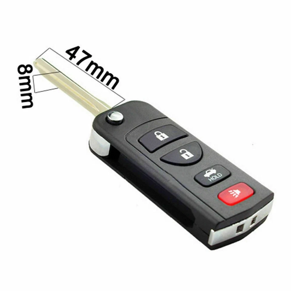 Carcasa de llave remota abatible de 10 piezas apta para Infiniti Nissan Máxima I I35 FX35 FX45 4Bts Foto 4 de 4