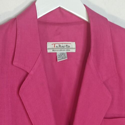 Giacca blazer vintage Talbots Petite rosa scuro fucsia 100% lino taglia 8 made in USA - Foto 2 di 14