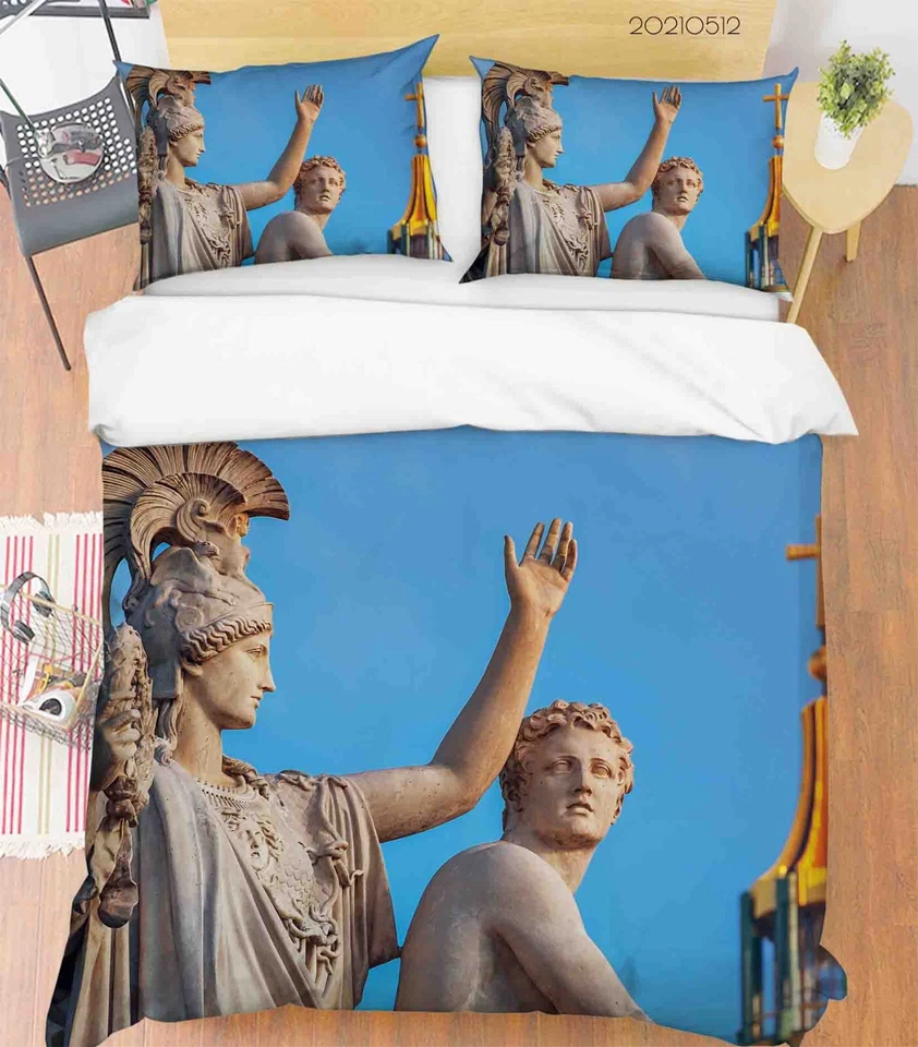 3D Statue Kunst Modern Blau Quilt Cover Set Bettwäsche Sets Kissenbezüge - Bild 3 von 4